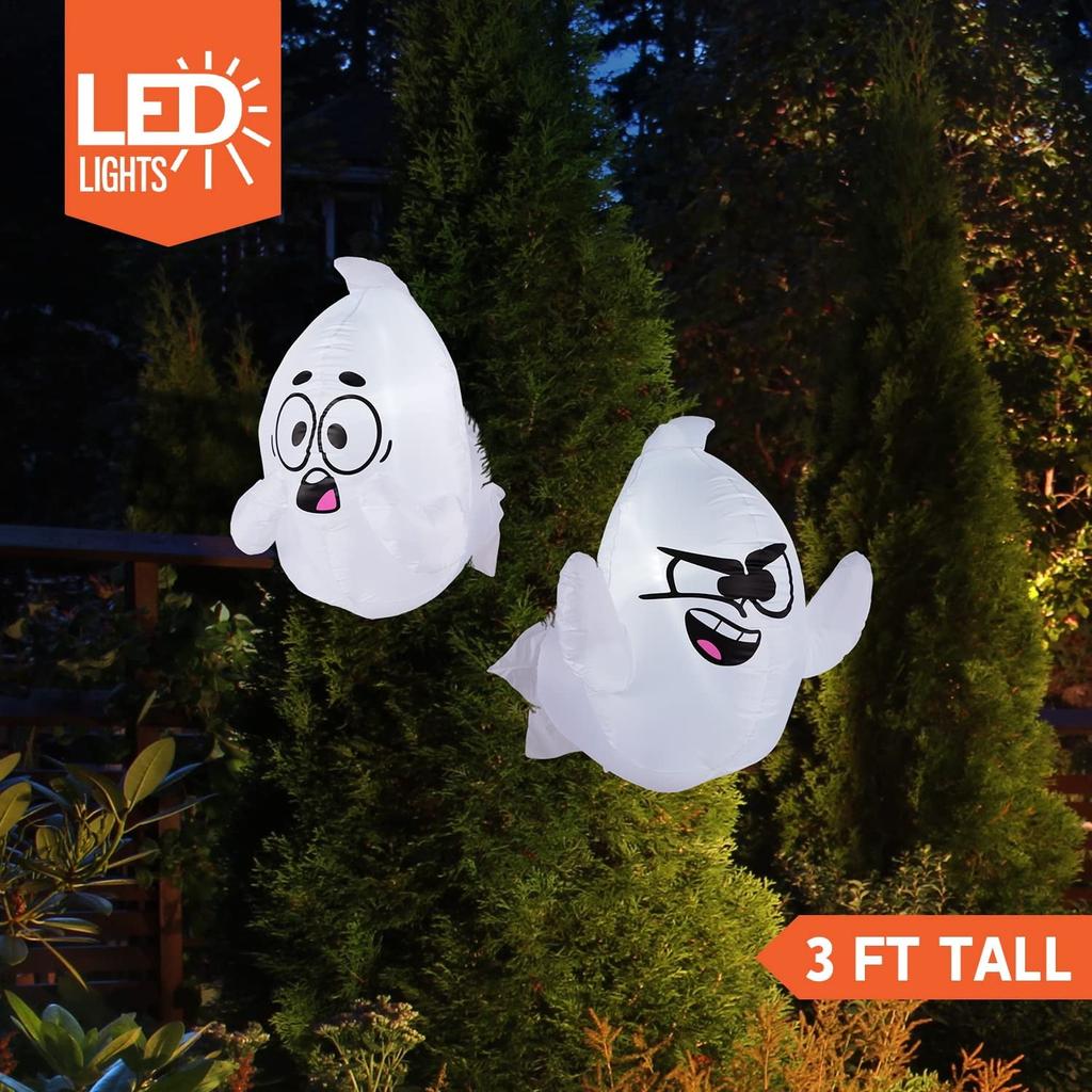 Joyfy 2 Pack Halloween Inflatable Window Ghost 2.6 FT Outdoor Scary Flying Ghost Broke Out from Window for Halloween Decoration