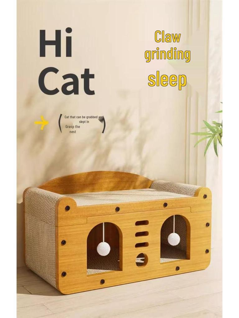 Прочный комплект: лежанка для кошки и когтеточка: Круглогодичная, не линяющая, устойчивая к царапинам игрушка и домик для кошек
