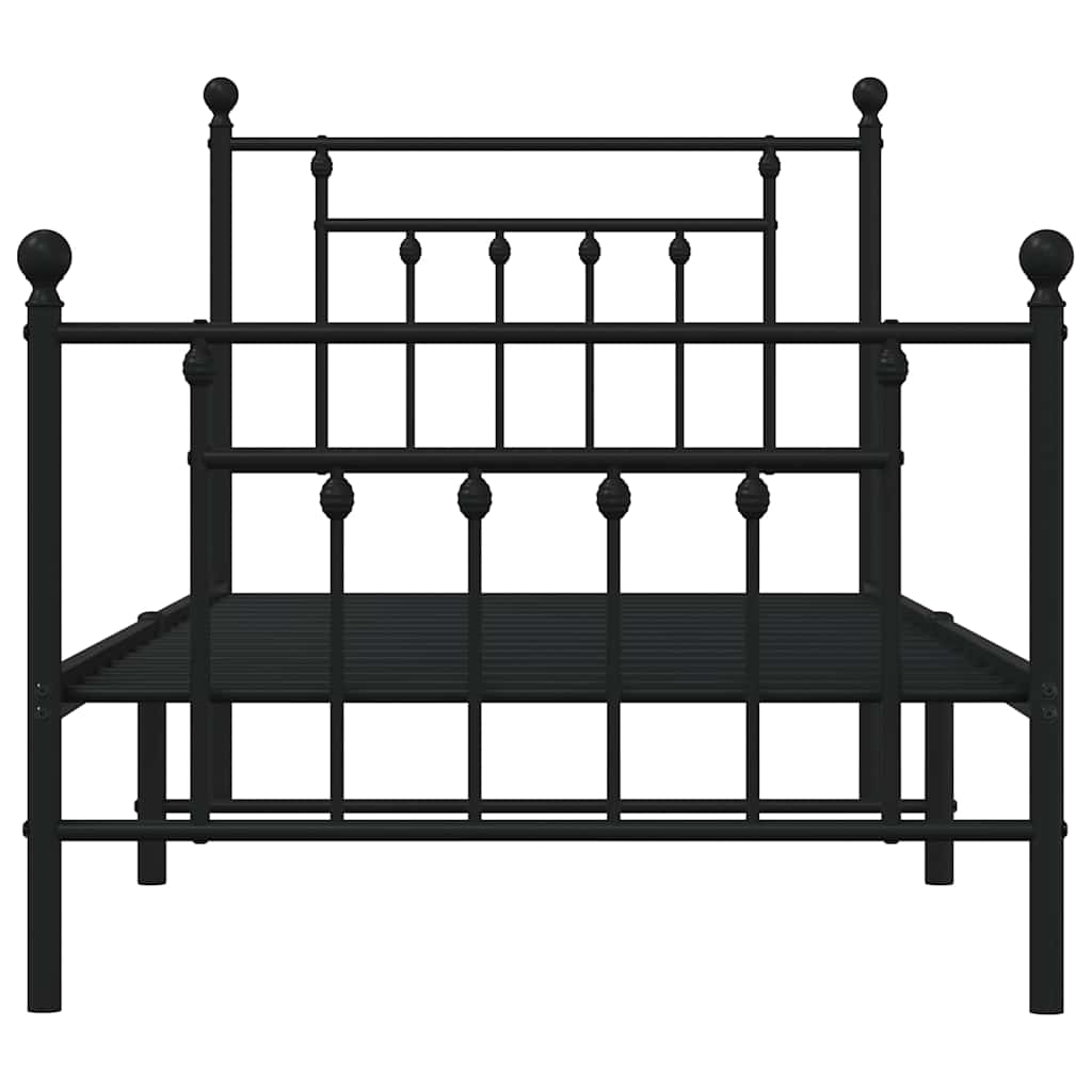 Metal Bed Frame with Headboard and Footboard Black 31.5 x78.7  (80x200 cm)
