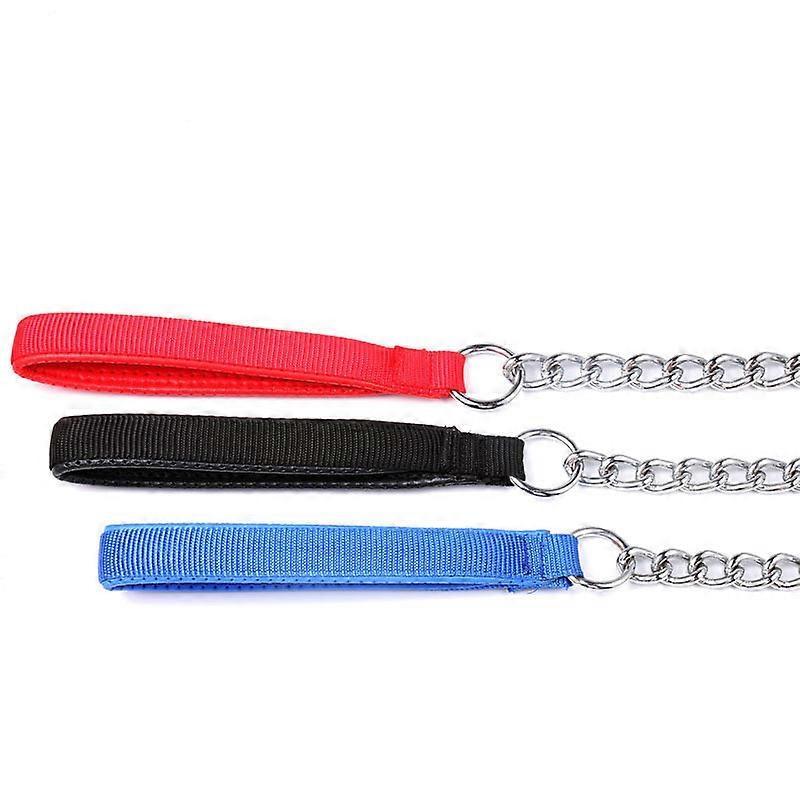 Chain Traction Rope 120cm Long Chrome-Plated Iron Alloy Chain Comfortable Foam Handle Optional Leash for MediumLarge