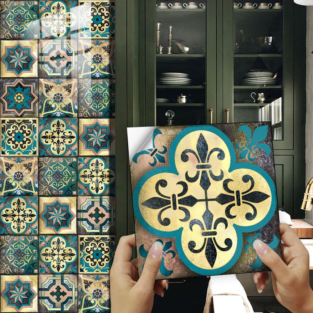 10 шт., настенная наклейка в стиле мандалы, кухонный фартук, маслостойкий шкаф, умывальник, пилинг и; Водонепроницаемые художественные наклейки на стены