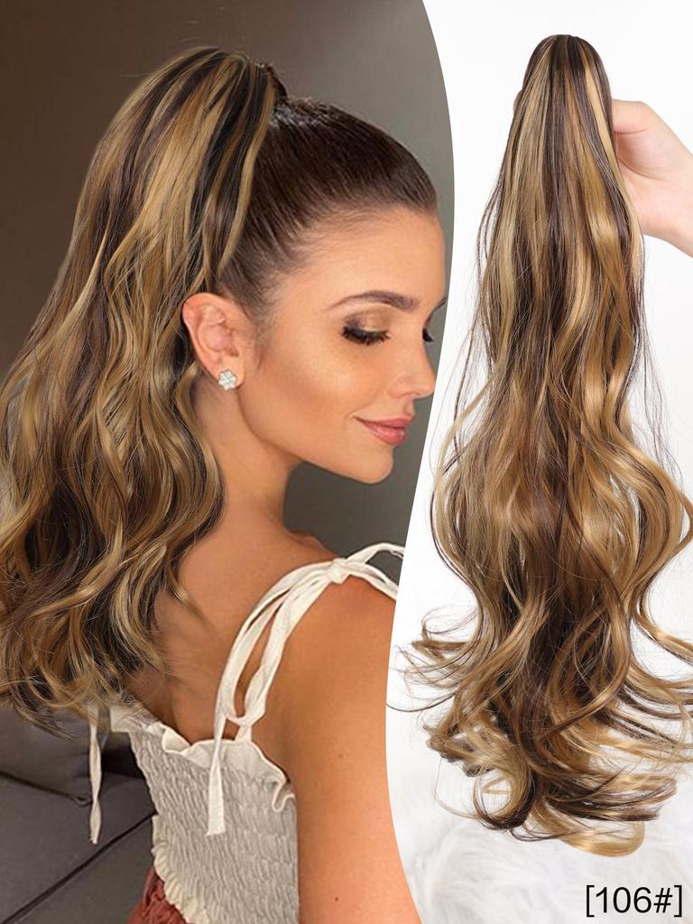 18-дюймовый черный красный блондин коричневый конский хвост наращивание коготь вьющиеся волнистые клипсы накладные волосы конский хвост наращивание волос длинный конский хвост синтетический для женщин