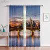 3D City Building Scenery Printing Window, Bedroom, Living Room, Kitchen Curtain, Home Decoration, 2 Pieces