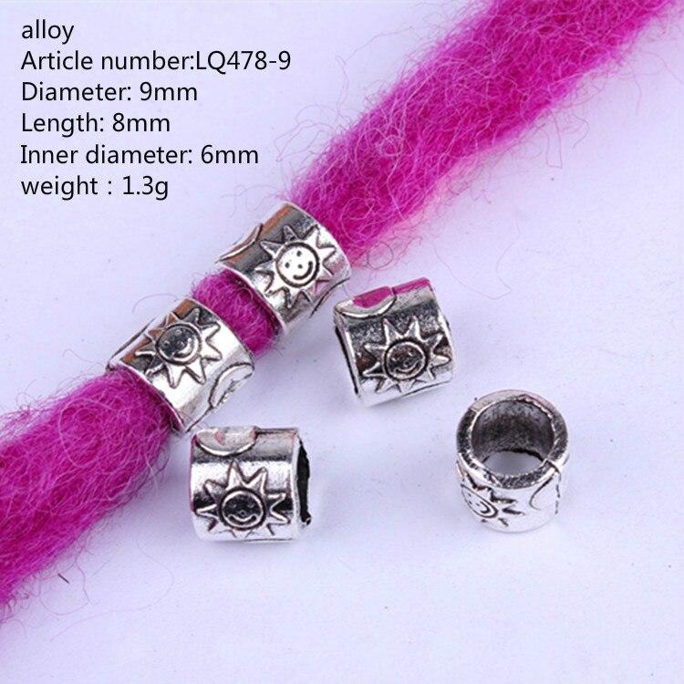 5pcs/bag Silver Metal Hair Rings Braid Dreadlocks Bead Hair Cuffs Dread Tube Charm Dreadlock for DIY Hair Accessaries