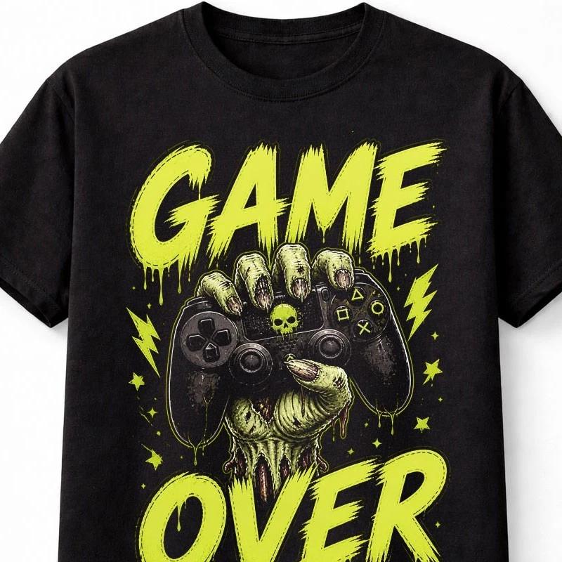 Game Over Zombie Gamer Horror Controller Undead Gaming Unisex TShirt