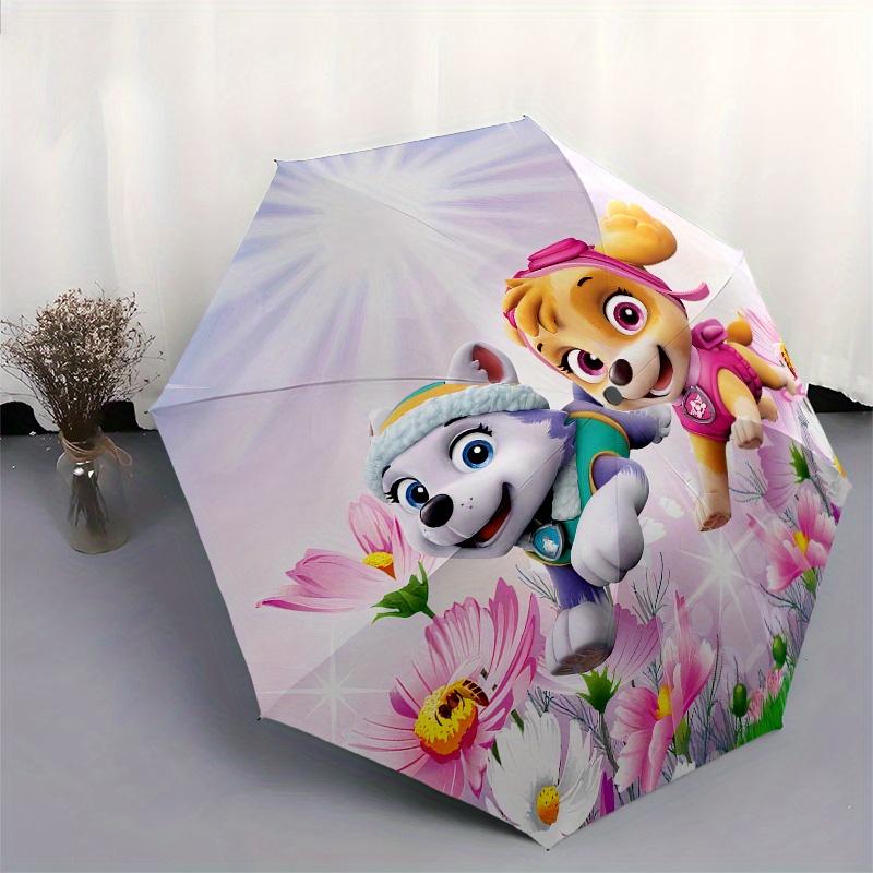 Paw Patrol: Everest & Skye Flying Through Flowers Round Sticker Umbrella, Cute Umbrella with Cute Design, Portable 3-Fold Compact Umbrella for Men & W