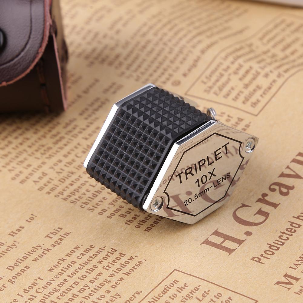 10X Jewelery Loupe Hexagonal Metal Portable Foldable Pocket Magnifier 20.5mm Len