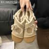 Замшевые туфли на плоской подошве для женщин Mary Janes, короткие плюшевые дизайнерские зимние хлопковые туфли с пряжкой, тренд 2025 года, новые теплые женские туфли