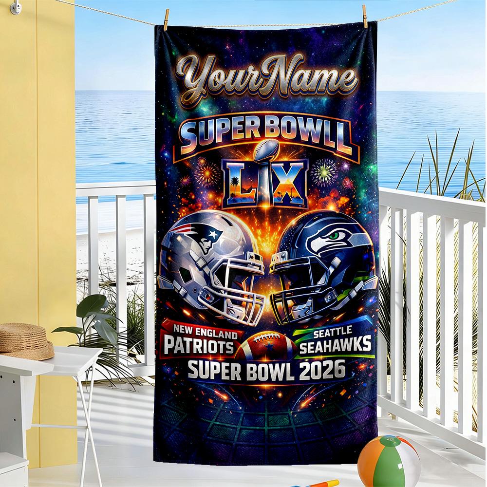 Seattle Seahawks Customize Your Name Beach Towel Soft Durable Quickdry Suitable For Sports Travel Swimming Yoga Bathroom Beach And Pool