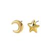 Asymmetrical Star Moon Stud Earrings for Women Men Minimalist Vintage Metal Glossy Ear Studs Casual Versatile Jewelry Gift 2026