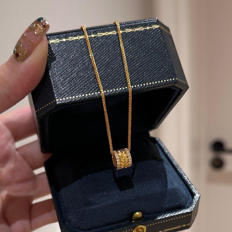 New Wheat Ear Pendant Women's Flash Road Passeway Autumn and Winter Noble Accessories Gold Branch Jade Leaf Exquisite Collarbone Chain Wheat Ear Ring