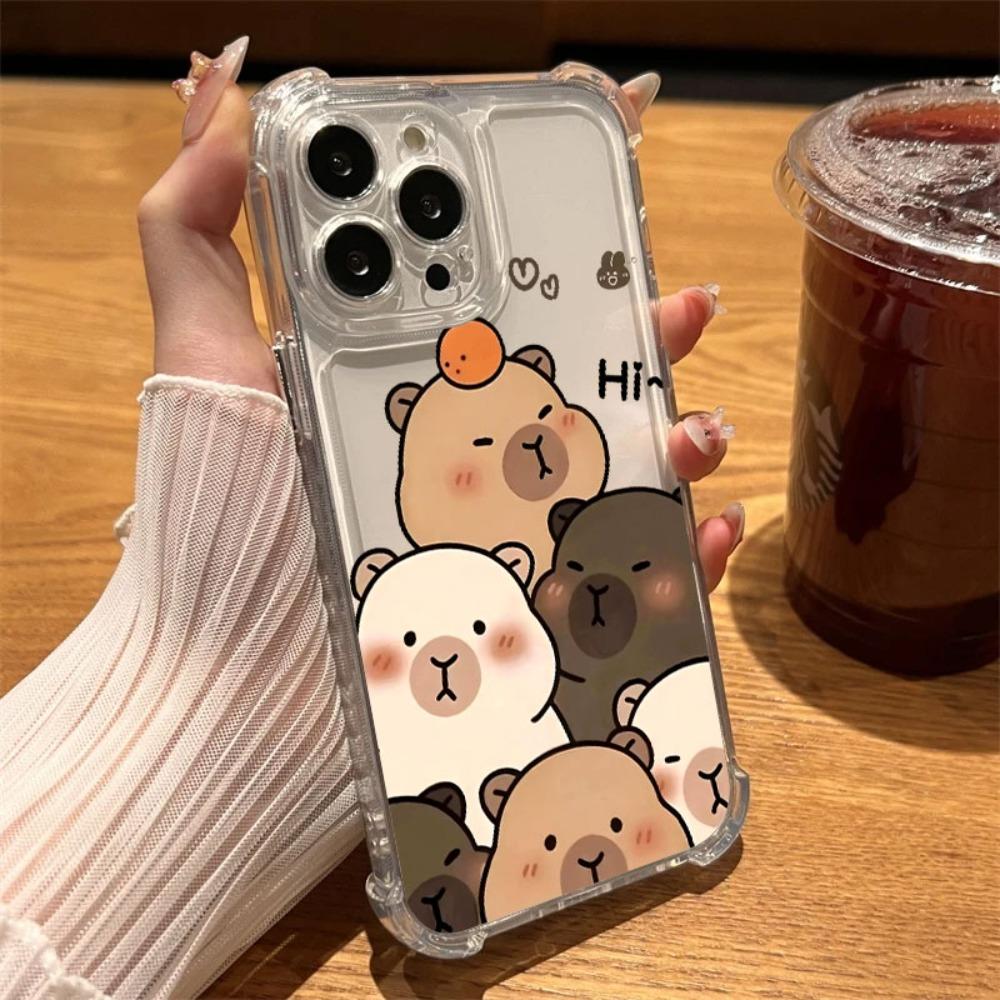 Capybara Cartoon Animal Phone Case For Samsung Galaxy S25 S24 S23 S22 S21 S20 Edge FE Ultra Plus 4G 5G Anti Fall Clear TPU Cover