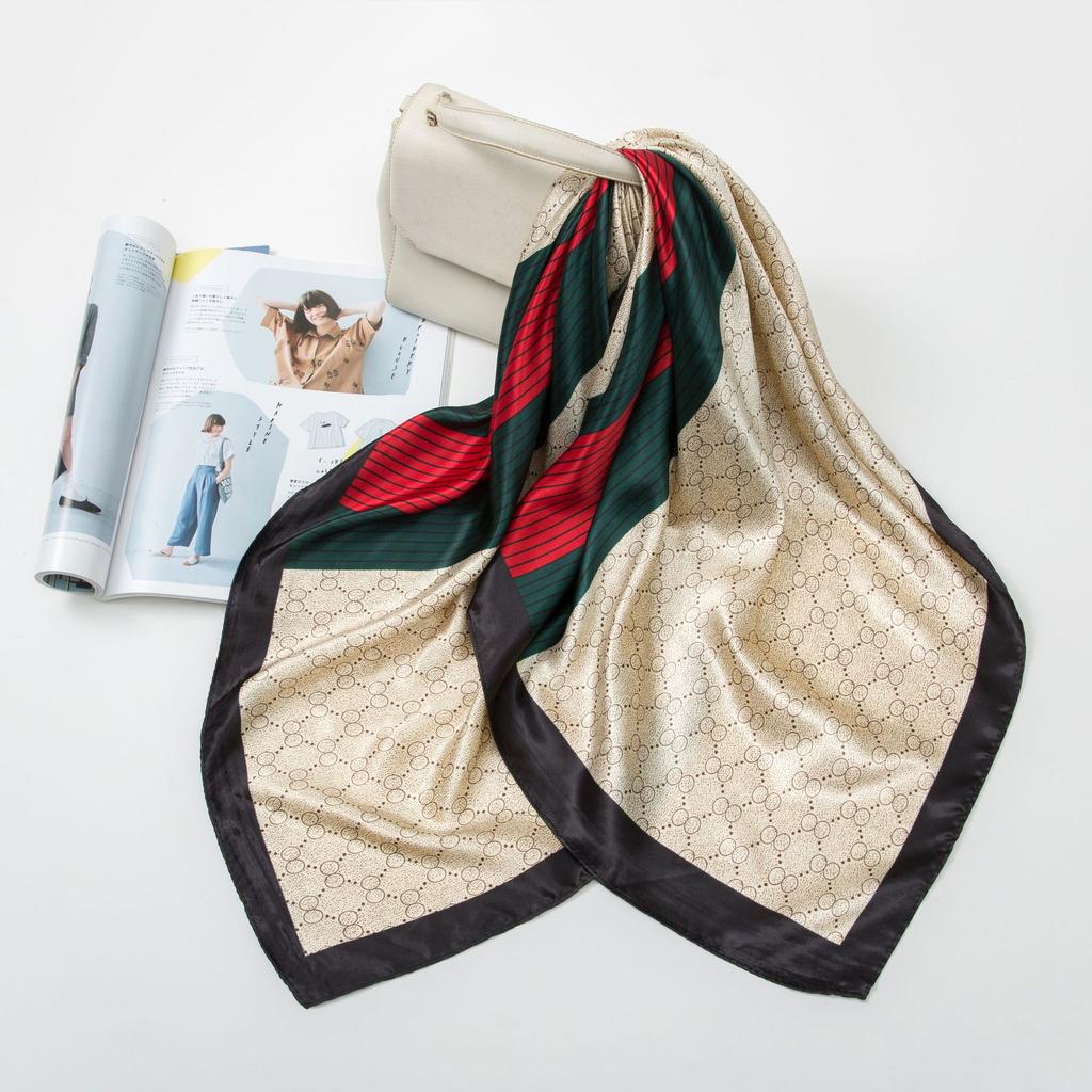 Большой квадратный шарф из искусственного шелка 90 см. Шелковый шарф женский. Новинка 2024 года. Весенние и осенние модели зарубежной модной рубашки. Большой квадратный шарф. Материнский шарф.