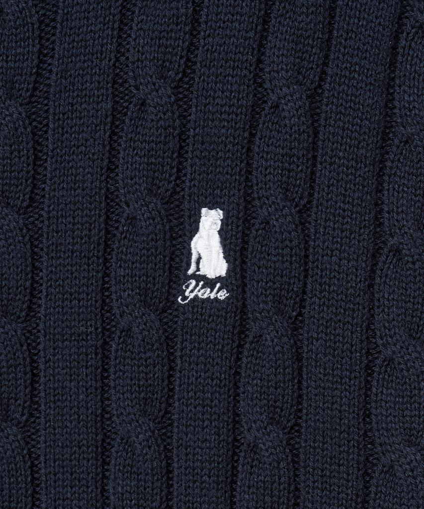 YALE Cable Knit Zip-Up Hoodie_Navy
