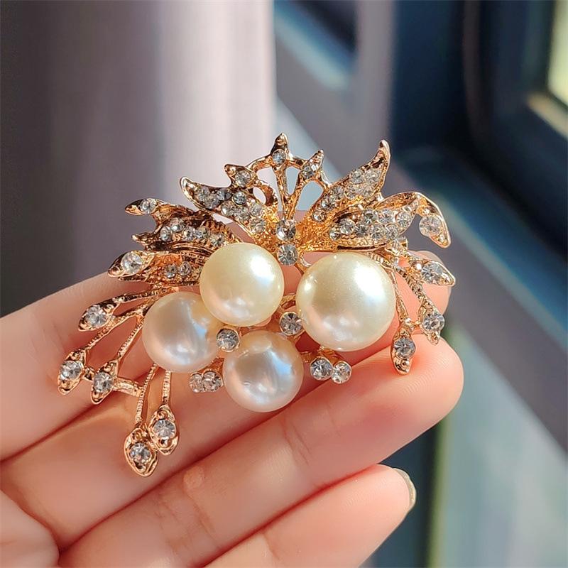 Броши из высококачественного сплава с бриллиантами и жемчугом, аксессуары для одежды, корсажи, булавки