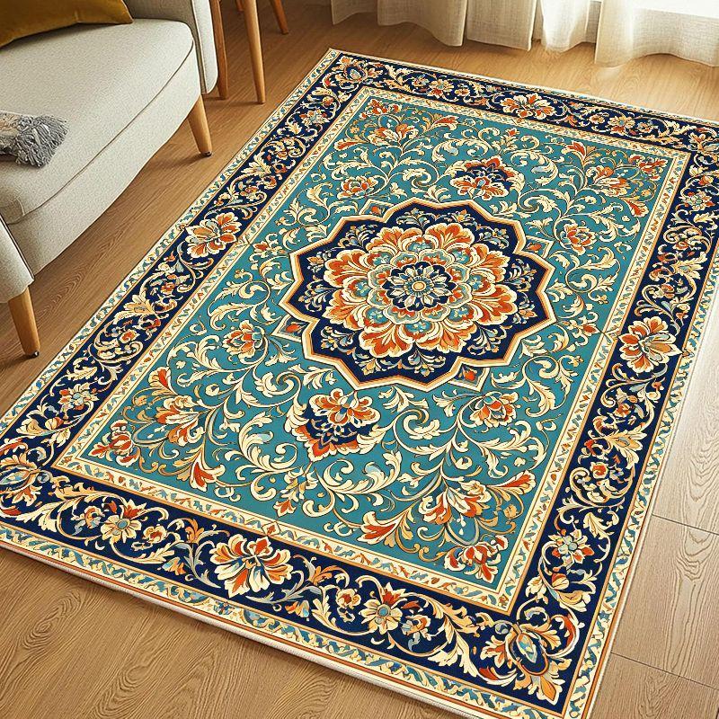 Light Luxury Retro Persian Carpet Soft Anti slip Washable Floor Mat Living Room Bedroom Study Home Decoration