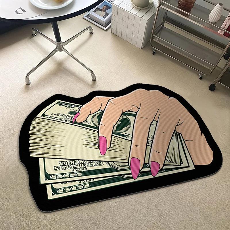 Funny Money Shaped Carpet Dollars Rich  Floor Mat Irregular Money Rug Hallway Balcony Entrance Doormat Home Decor Alfombra