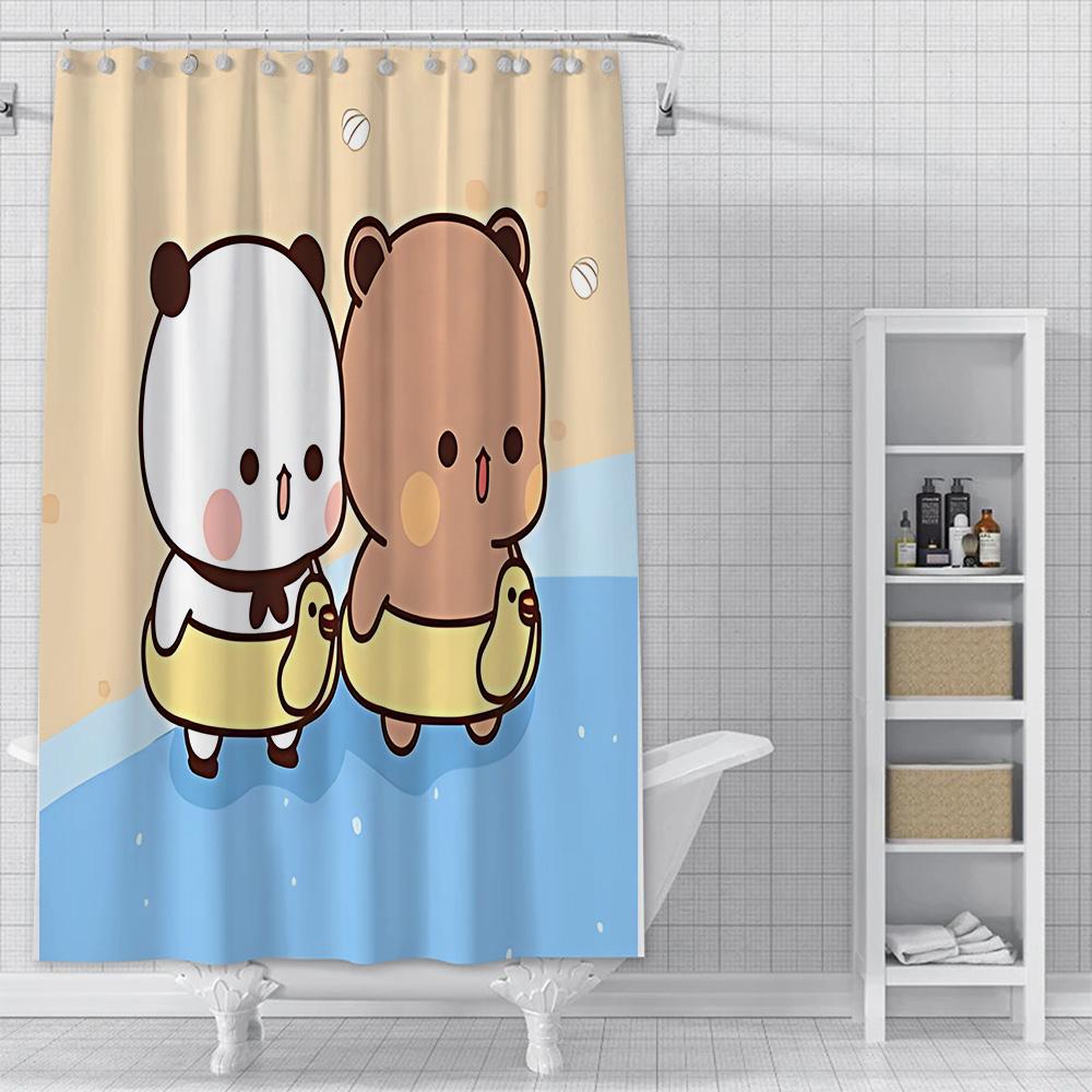 Shower Curtain Waterproof Polyester Fabric Paint Colorful Cartoon Q-Quarto B-Bubu Bath Curtains Home Bathroom Decor With Hook