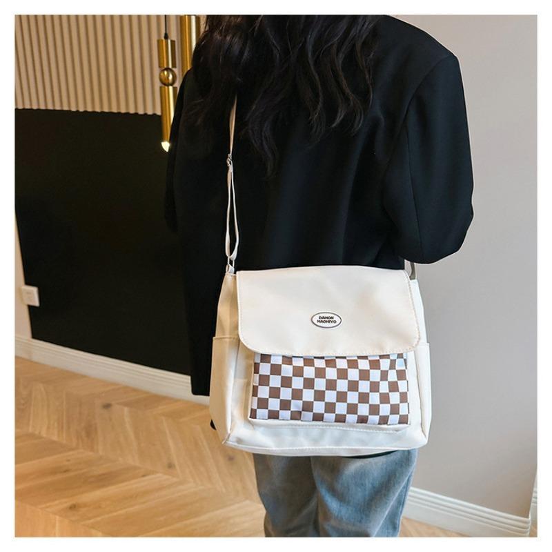 Большая вместительная сумка-мессенджер для поездок на работу, корейская клетчатая сумка, сумка через плечо для студенток, холщовая сумка для студентов