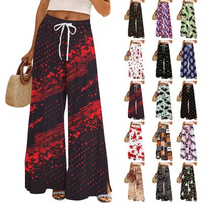 Женские брюки Брюки с широкими штанинами с карманами Повседневные брюки С принтом Эластичная талия Спортивные штаны