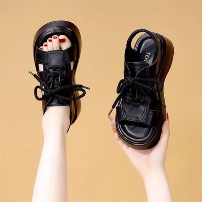 Босоножки с рыбьим носом, женские летние новые на толстой подошве-маффине, с юбкой, для ношения на улице