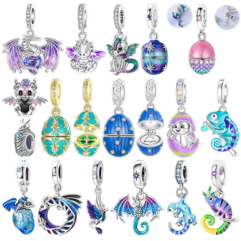 925 Silver Can Be Opened Pandant Easter Egg Charms Beads Fit Original Bracelet Making Fine Jewelry Women DIY Gift