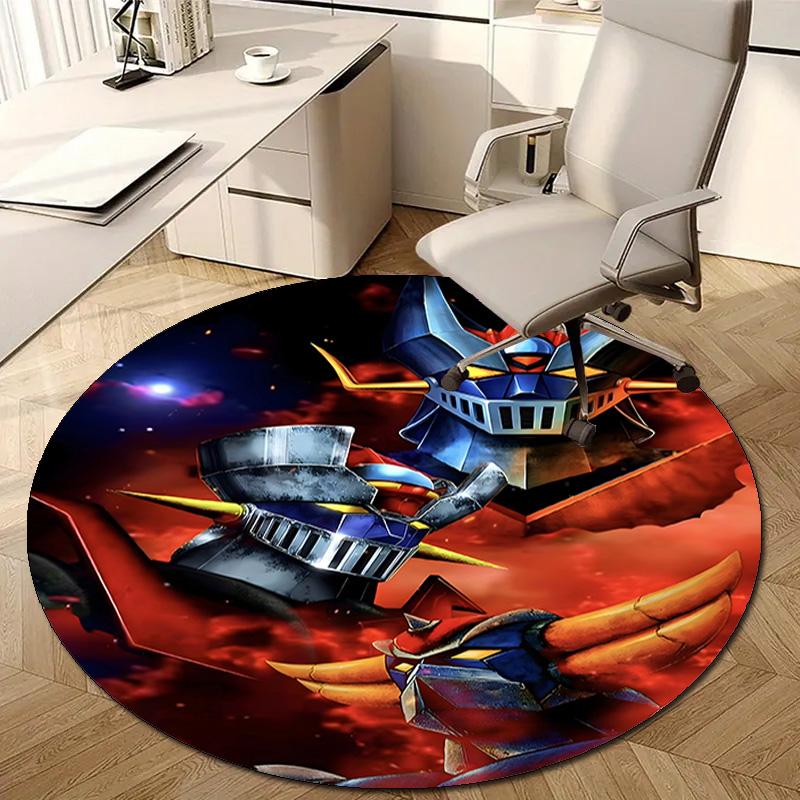 1pc UFO Robot Grendizer8 Design Printed Area Round Carpet for Bedroom Living Room Home Decor Rugs Mat Non Slip Mat Rug for Bedside