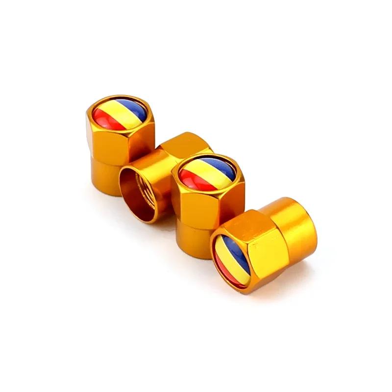 4PCS Romania Flag Car Wheel Tire Valve Caps Tyre Stem Covers for Honda Toyota BMW Nissan Volkswagen KIA Ford Hyundai Subaru