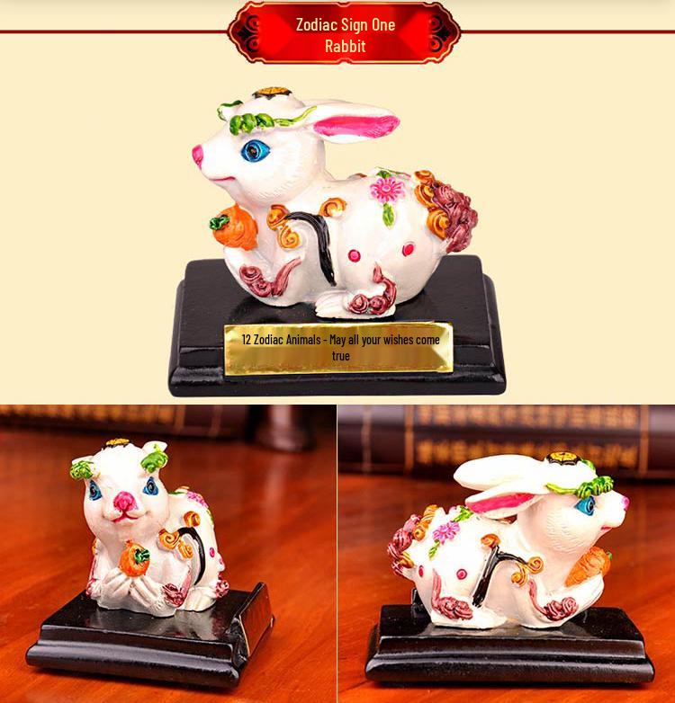 Керамический набор со знаками Зодиака - 12 глиняных скульптур-украшений: Крыса, Бык, Тигр, Кролик, Дракон, Змея, Лошадь, Обезьяна, Благоприятные Талисманы