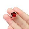 Elegant Oval Garnet Ring for Women - Unique Design Red Gemstone Wedding Ring