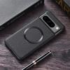Магнитный чехол для телефона Google Pixel 8 Pro с текстурой личи, покрытый ТПУ кожей ПУ