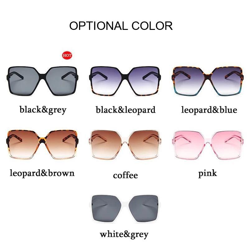 Black Square Oversized Sunglasses Women Big Frame Colorful Sun Glasses Female Mirror Oculos Unisex Gradient Hip Hop Shades