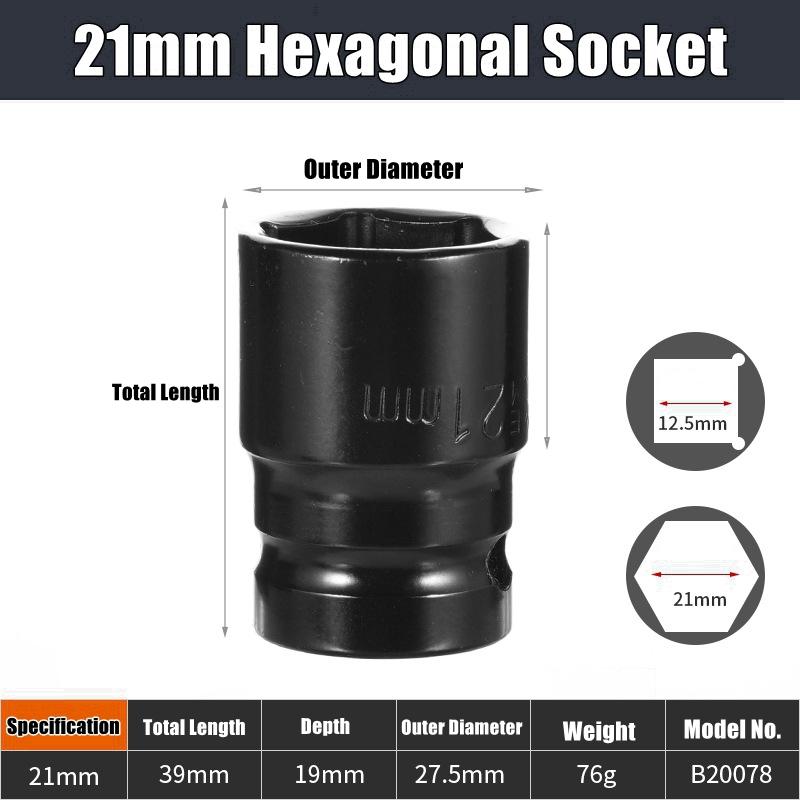 Набор глубоких ударных головок 1/2" Привод Метрический ключ Черная головка Глубокая ударная головка Пневматическая головка Инструменты для снятия шин