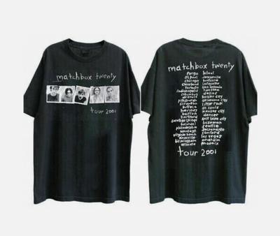 Футболки унисекс из 100% хлопка, мужские и женские, Matchbox Twenty Band Tour 2001, черная, с коротким рукавом, хлопковая футболка.