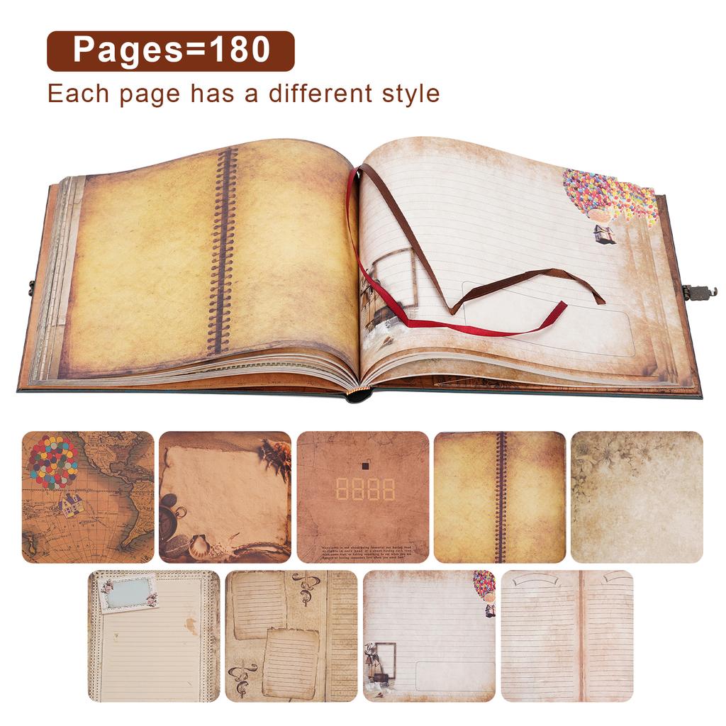 180 Page DIY Travel Photo Album Scrapbook Our Adventure Book Leather Retro Creative Photo Album Birthday Christmas Gifts