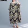 2021 Плюс Размер Женское Платье Винтаж Цветочный Принт Пляжный Отдых Летний Сарафан Платье Свободное Длинное Платье Оверсайз 5XL 6XL