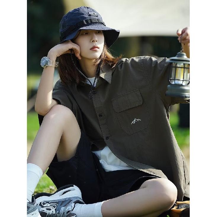 Летняя рубашка с коротким рукавом три четверти для студентов, свободный и нишевый дизайн, забавный новый мужской топ для ношения на открытом воздухе