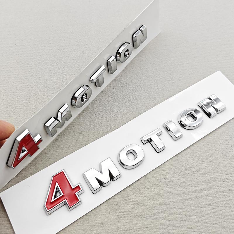 SVLHP1 1pc ABS Red Chrome Car Sticker Logo 4 MOTION 4motion Rear Trunk Badge Emblem Decals For VW PASSAT Touareg GOLF Polo Tiguan Jetta