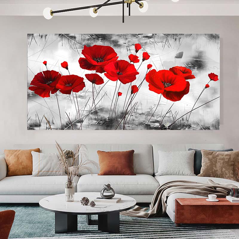 Яркие маки, цветочные картины на холсте, настенные постеры и принты, настенное искусство для гостиной, домашний декор