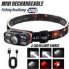 USB Rechargeable Portable Light Outdoor LED Headlamp with Built In Battery 6 Lighting Modes Fishing Head Torch Camping Lantern