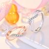 Fashion Ladies Crystal Cross Knot Open Adjustable Rings Jewelry