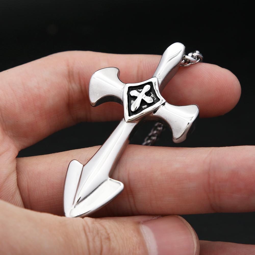 Винтажные Панк Хип-Хоп Тамплиерский Крест Подвески Ожерелья Для Мужчин Женщин 316L Нержавеющая Сталь Вечеринка Бижутерия