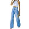 Petal Pocket Temperament Casual Loose Washed Denim Trousers Women