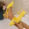 Women's Shoes 2025 Summer New Temperament Pointed Versatile Simple Thin Heel Hollow High Heel Single Shoes