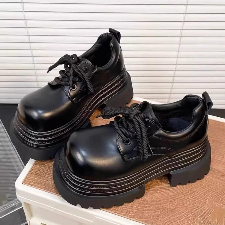 Платформа-маффин, большая голова, JK, маленькие кожаные туфли, женские, 2025, новые маленькие туфли-дерби, британский стиль, лоферы на шнуровке