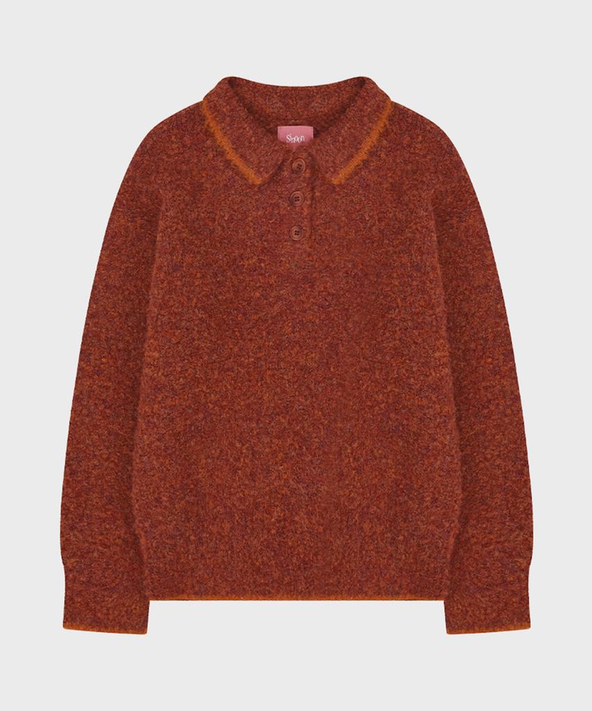 SINOON Mixed Boucle Collar Knit (Red)