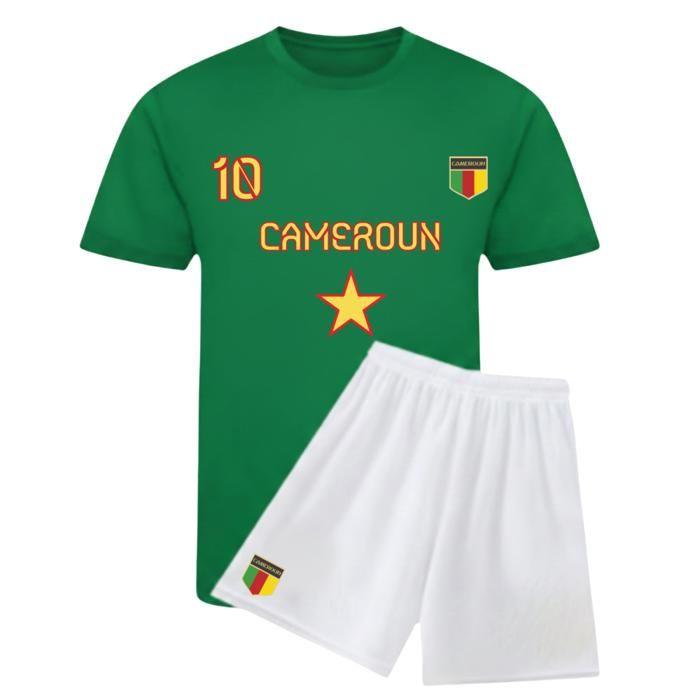 Ensemble Foot Enfant - NPZ - Style Lions (inspiré Cameroun) - Maillot vert - Short blanc - Manches longues