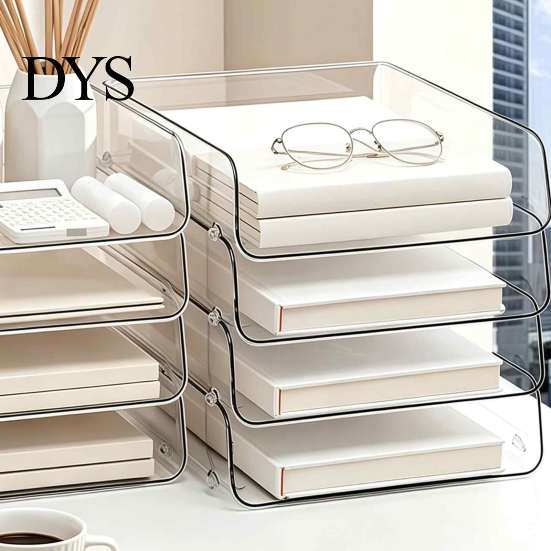 Stackable Desk Drawer Organizer Paper Letter Tray, Acrylic File Organizer, Clear Information Sorting Container Holder Sorter for Documents,