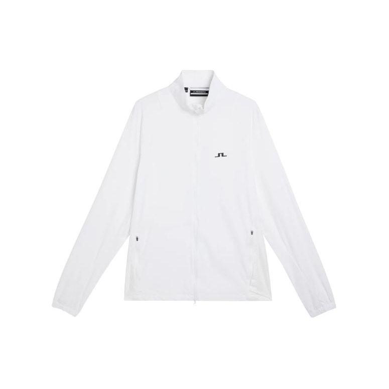 J.Lindeberg Marv Wind Jacket Letter Print Stand Collar Zip Long Sleeve Jacket Men jackets White GMOW07633-0000