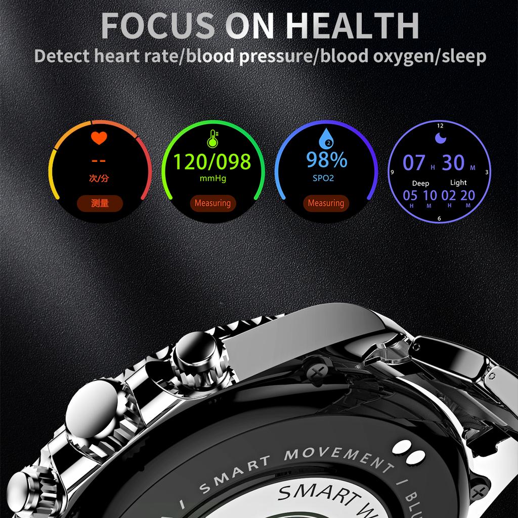 Роскошные умные часы AW12 из нержавеющей стали для женщин и мужчин, круглый экран с полным сенсорным управлением, фитнес, Bluetooth-звонки, смарт-часы